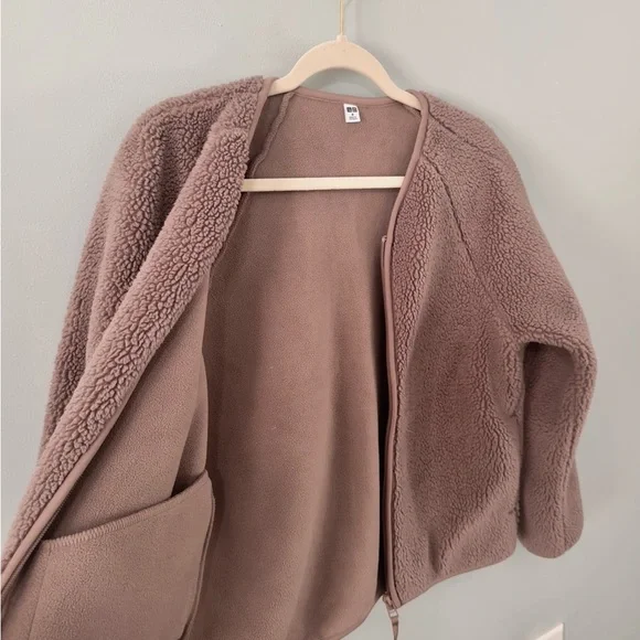 Uniqlo Women’s Soft Boa Fleece Long Sleeve Full Zip Teddy Cardigan Jacket Size M - Picture 5 of 6